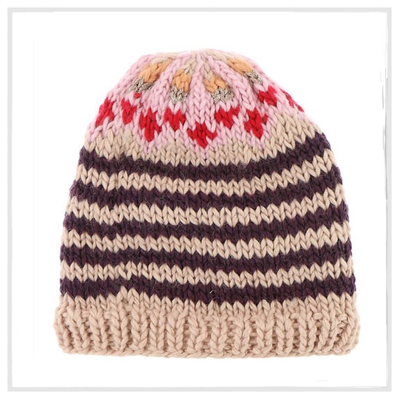 NWT Free People Tullamore Mauve Stripe Beanie - Picture 3 of 5